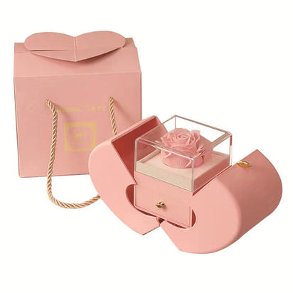 To My Daughter Four Leaf Clover Necklace WithApple Jewelry Box Eternal Rose Flower To Daughter Birthday Party Christmas Gifts