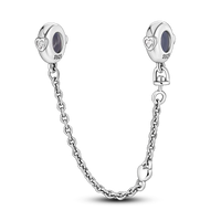 925 Silver Color Star Moon Heart Safety Chain CZ Beads Angle Wing Pendant Fit Bangle Charms Bracelet DIY Women Original Jewelry