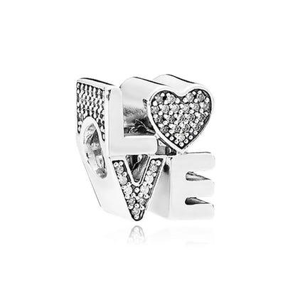 White Series Clear Stone Heart Clip Charm Fit Original 925 Sterling Silver Plated Bracelet Beads DIY Women Jewelry Gift Making