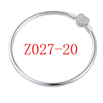 White Series Clear Stone Heart Clip Charm Fit Original 925 Sterling Silver Plated Bracelet Beads DIY Women Jewelry Gift Making