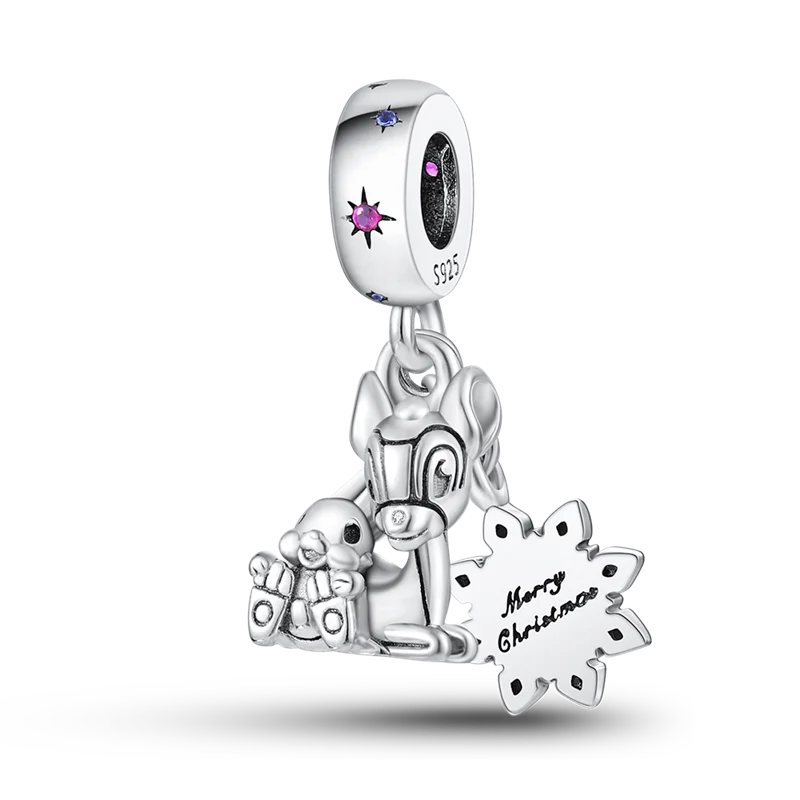 925 Silver Color Star Moon Heart Safety Chain CZ Beads Angle Wing Pendant Fit Bangle Charms Bracelet DIY Women Original Jewelry