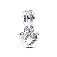White Series Clear Stone Heart Clip Charm Fit Original 925 Sterling Silver Plated Bracelet Beads DIY Women Jewelry Gift Making