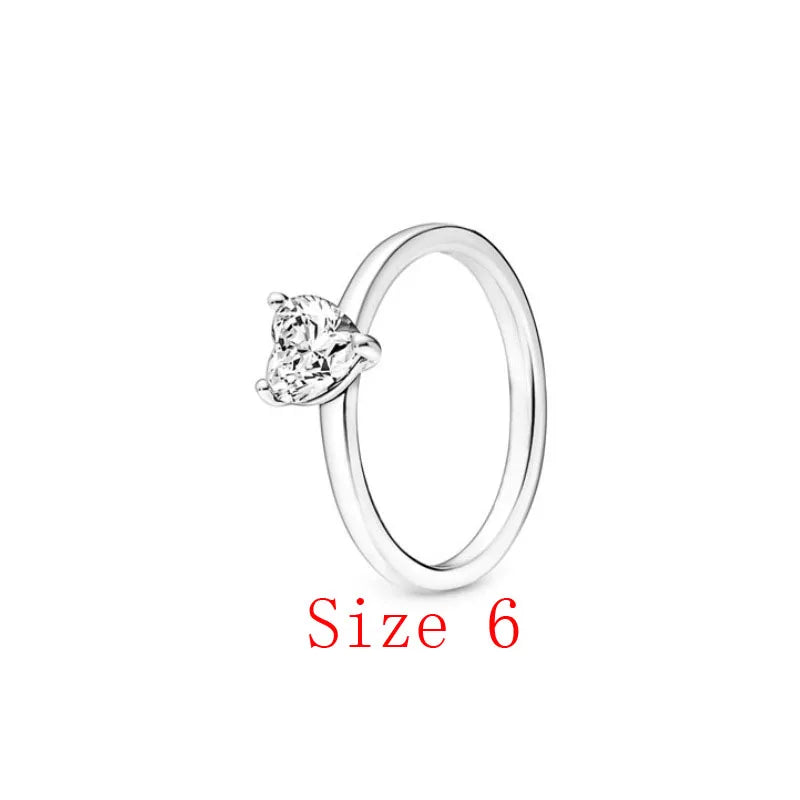 White Series Clear Stone Heart Clip Charm Fit Original 925 Sterling Silver Plated Bracelet Beads DIY Women Jewelry Gift Making