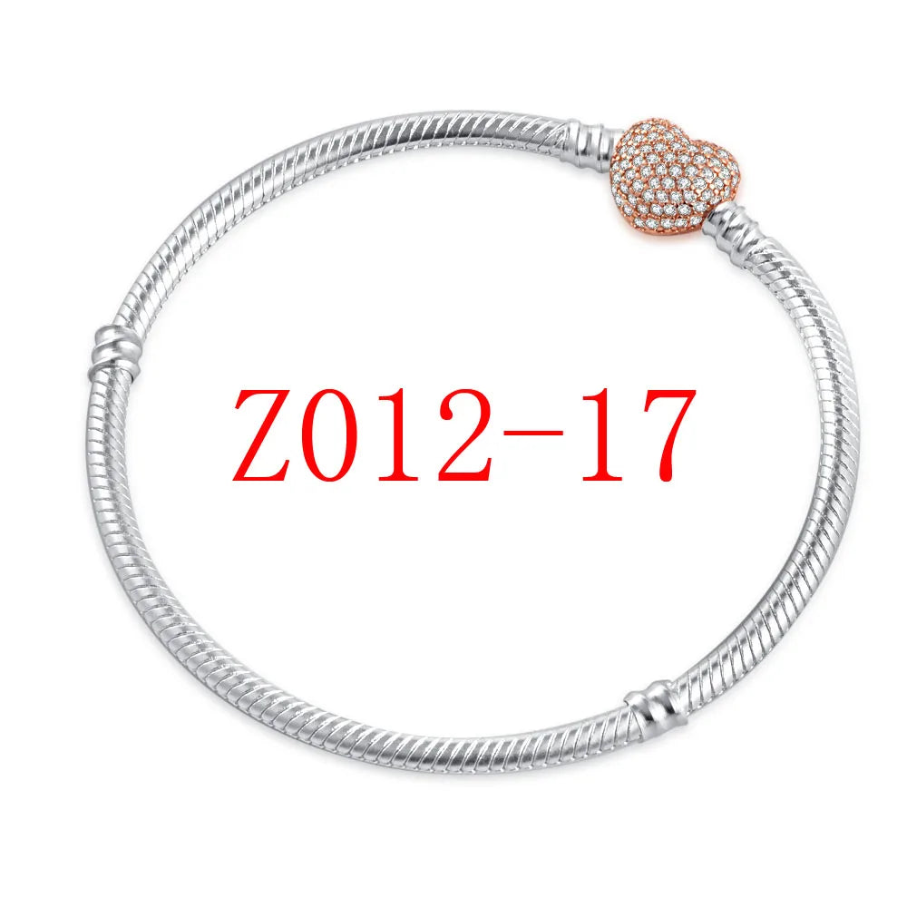 White Series Clear Stone Heart Clip Charm Fit Original 925 Sterling Silver Plated Bracelet Beads DIY Women Jewelry Gift Making