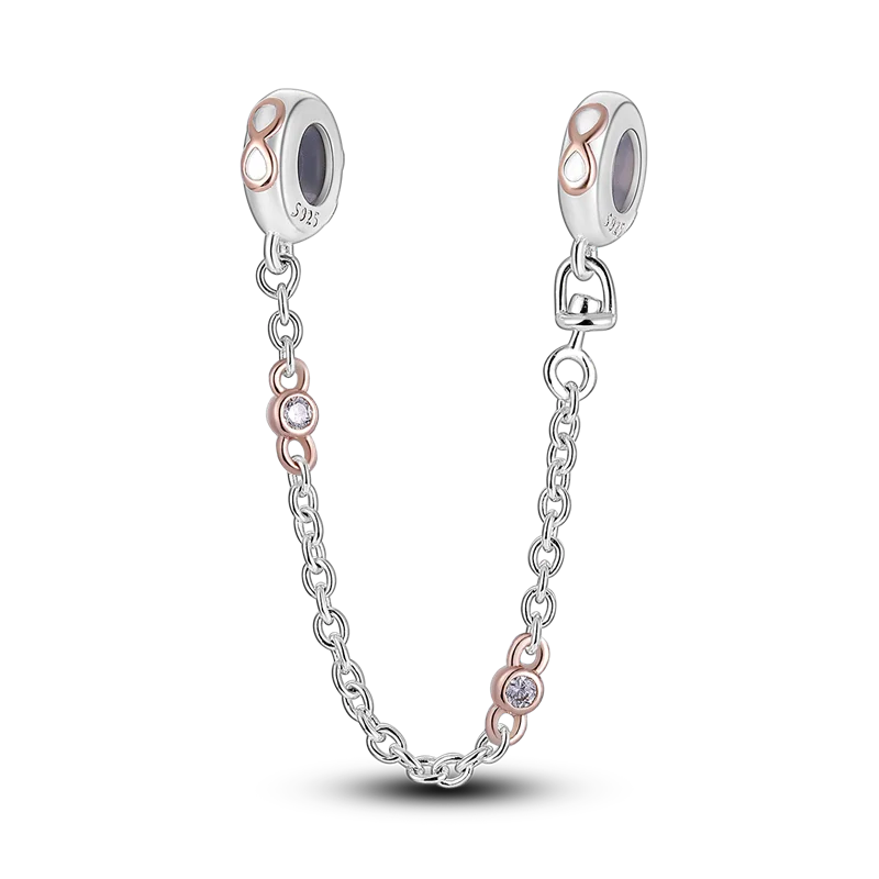 925 Silver Color Star Moon Heart Safety Chain CZ Beads Angle Wing Pendant Fit Bangle Charms Bracelet DIY Women Original Jewelry