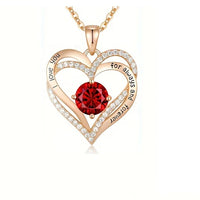 Luxury Red Zircon Pendant Necklaces With Rose Flower Gift Box For Girlfriend Women I Love You Gifts 2024 Trendy Wedding Jewelry